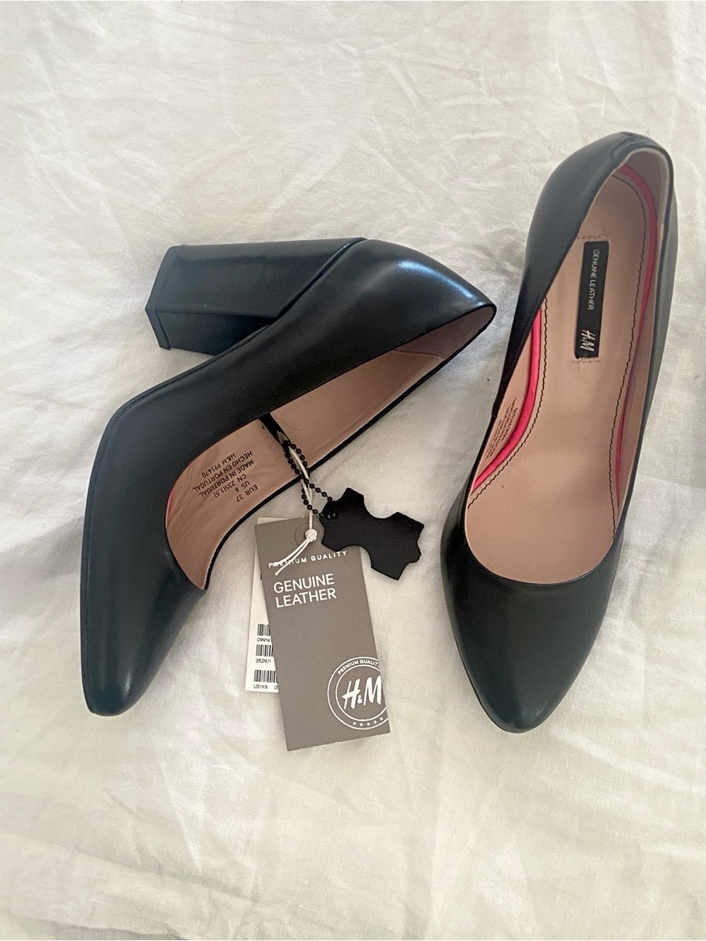 Vintage H&M Black Pointed Leather block Heels